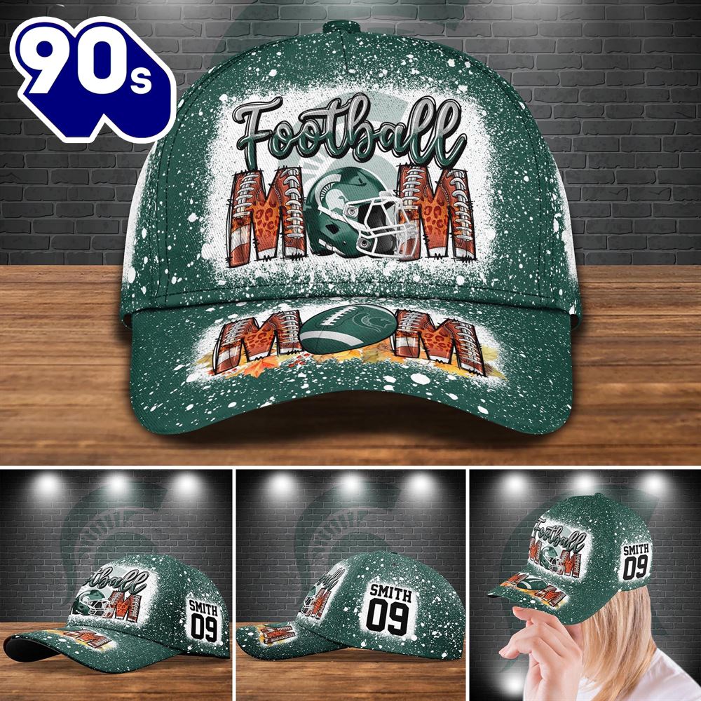 Michigan State Spartans Bleached Cap Custom Your Name And Number NCAA Cap