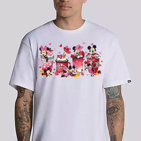 Mickey Minnie Valentine Shirt Disney Christmas Coffee Shirt Women’s Cute Valentine Shirt