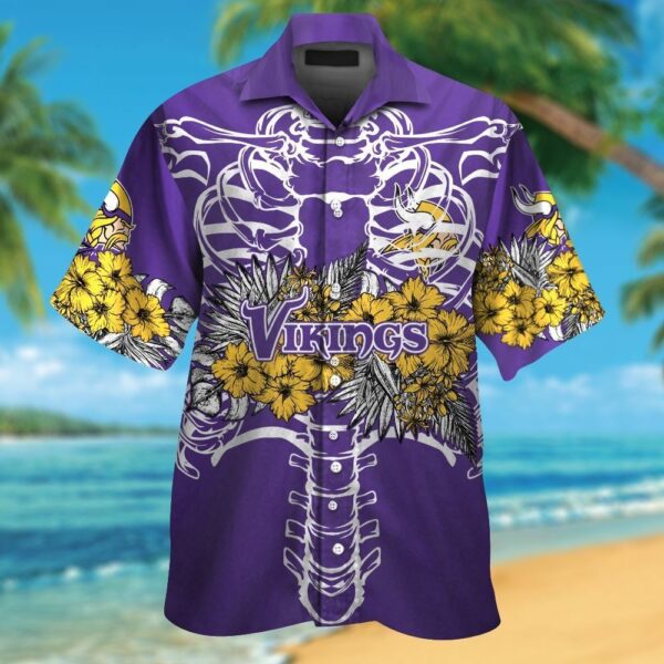 Minnesota Vikings Short Sleeve Button Up Tropical Hawaiian Shirt VER026