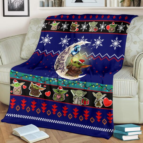 Moon Baby Yoda Christmas Fleece Blanket