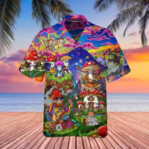 Mushroom Hippie Hawaiian Shirt Beachwear For Men Gifts For Young Adults