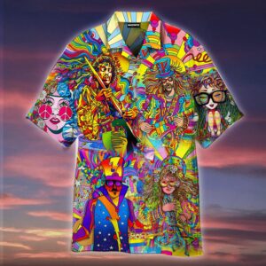 Music Colorful Hippie Hawaiian Shirt…