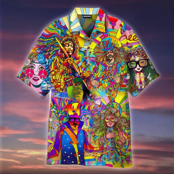 Music Colorful Hippie Hawaiian Shirt – Beachwear For Men – Gifts For Young Adults