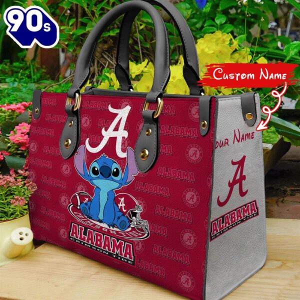 NCAA Alabama Crimson Tide Stitch Women Leather Hand Bag