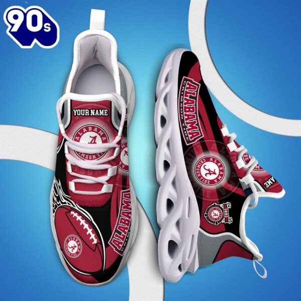 NCAA Alabama Crimson Tide White C Sneakers Personalized Your Name