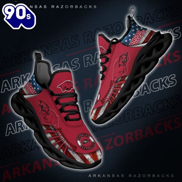 NCAA Arkansas Razorbacks Black And White Clunky Shoes New Style For Fans