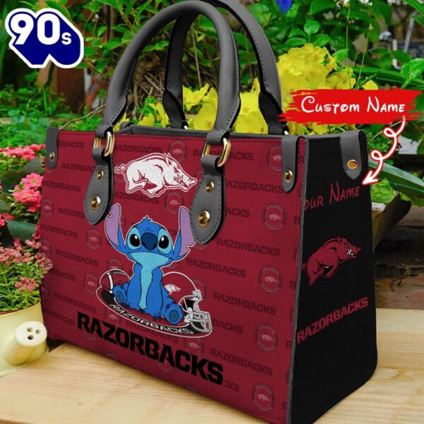 NCAA Arkansas Razorbacks Stitch Women Leather Hand Bag