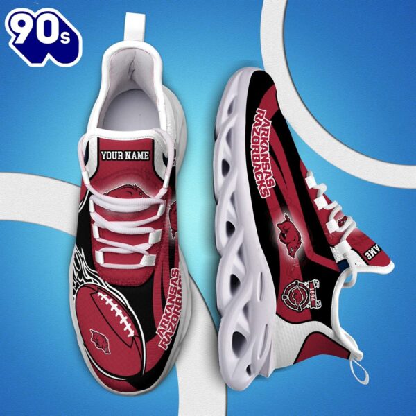 NCAA Arkansas Razorbacks White C Sneakers Personalized Your Name