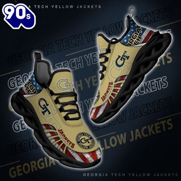 NCAA Georgia Tech Yellow Jackets Black And White Clunky Shoes New Style For Fans