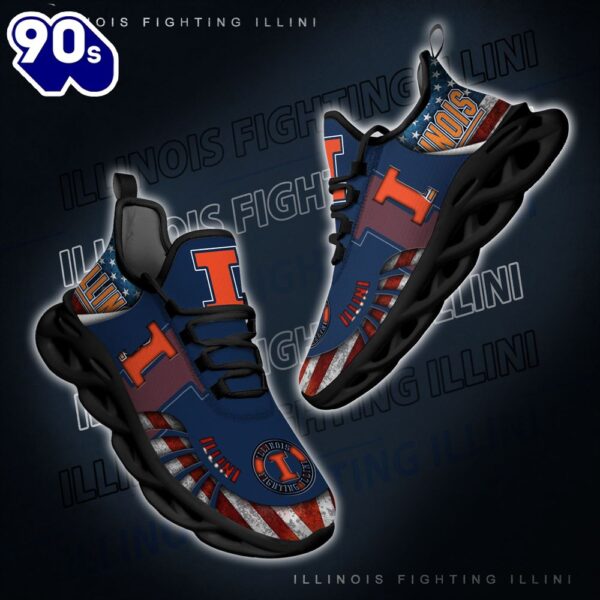 NCAA Illinois Fighting Illini Black And White Clunky Shoes New Style For Fans