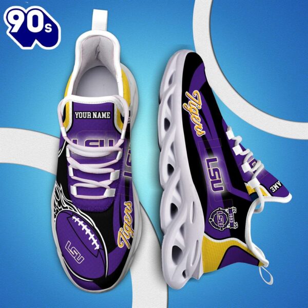 NCAA LSU TIGERS White C Sneakers Personalized Your Name