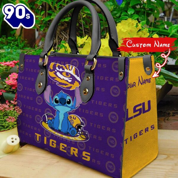 NCAA LSU Tigers Stitch Women Leather Hand Bag