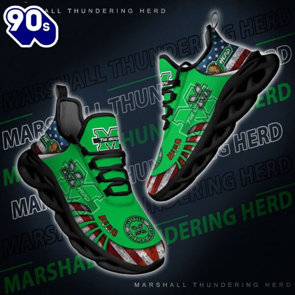 NCAA Marshall Thundering Herd Black And White Clunky Shoes New Style For Fans