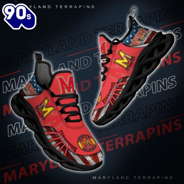 NCAA Maryland Terrapins Black And White Clunky Shoes New Style For Fans
