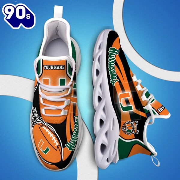 NCAA Miami Hurricanes White C Sneakers Personalized Your Name