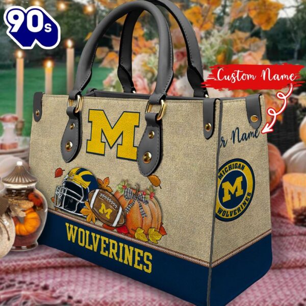 NCAA Michigan Wolverines Autumn Women Leather Hand Bag 2208DS005