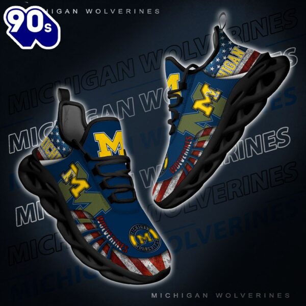 NCAA Michigan Wolverines Black And White Clunky Shoes New Style For Fans