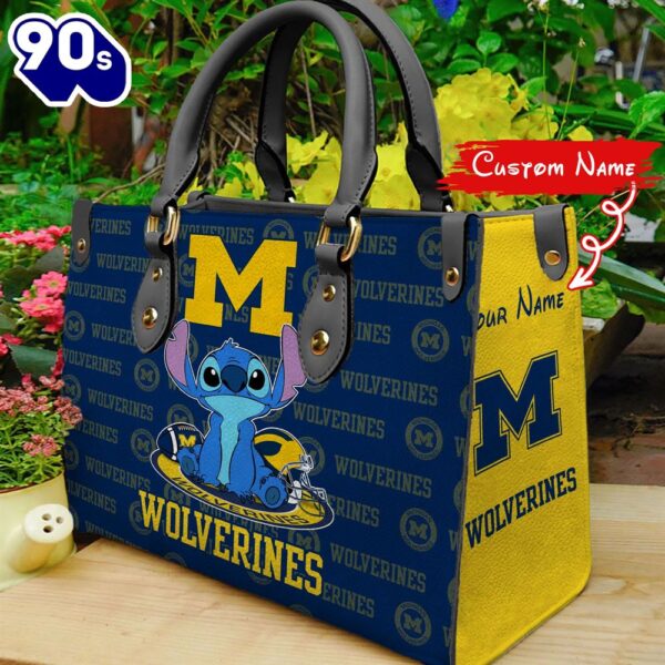 NCAA Michigan Wolverines Stitch Women Leather Hand Bag