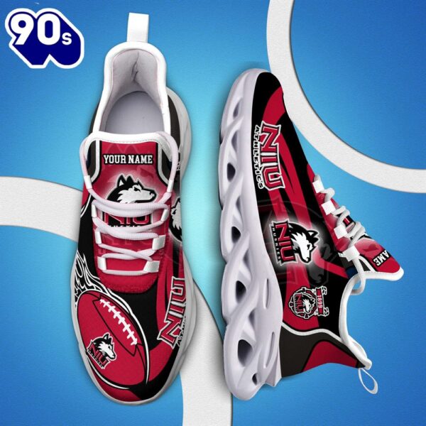 NCAA Northern Illinois Huskies White C Sneakers Personalized Your Name