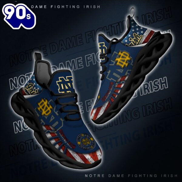 NCAA Notre Dame Fighting Irish Black And White Clunky Shoes New Style For Fans