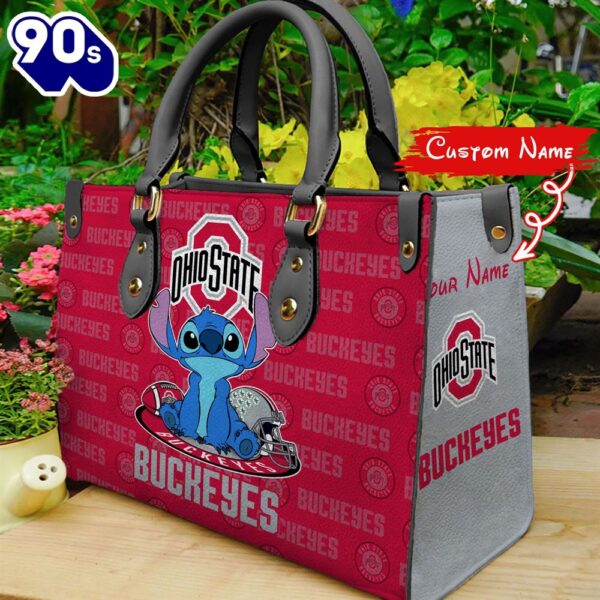 NCAA Ohio State Buckeyes Stitch Women Leather Hand Bag