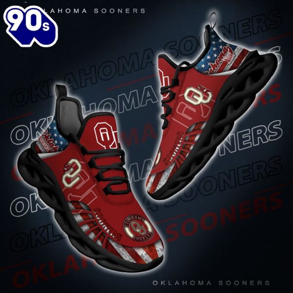 NCAA Oklahoma Sooners Black And White Clunky Shoes New Style For Fans