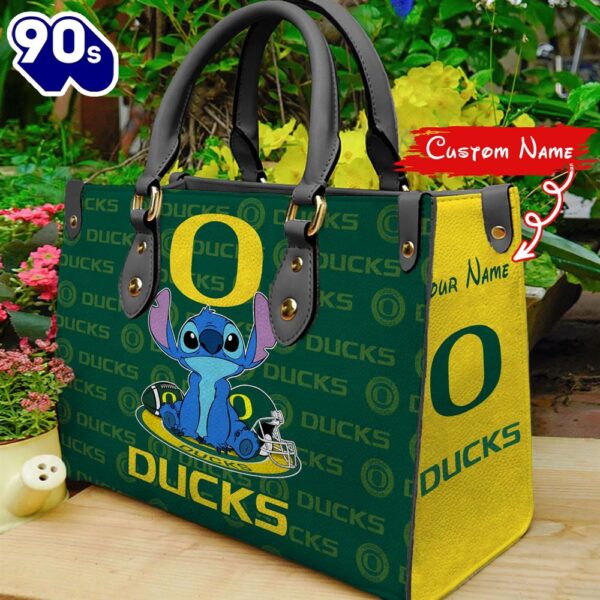 NCAA Oregon Ducks Stitch Women Leather Hand Bag