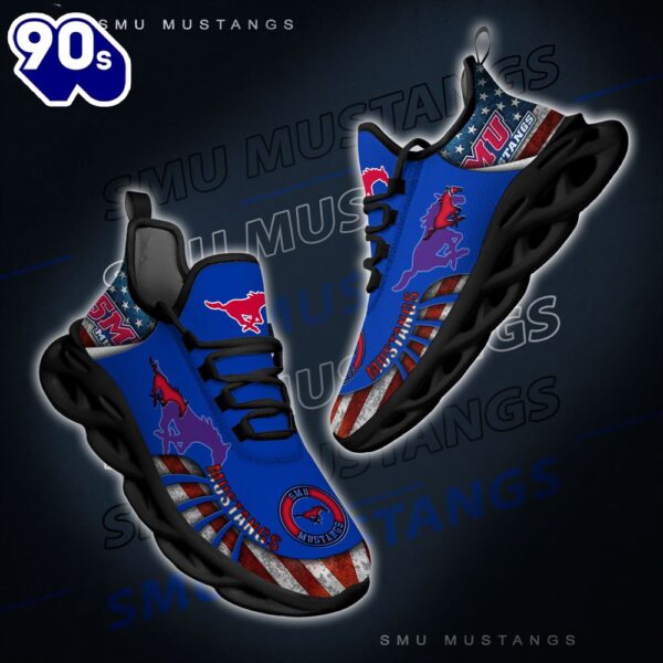 NCAA SMU Mustangs Black And White Clunky Shoes New Style For Fans