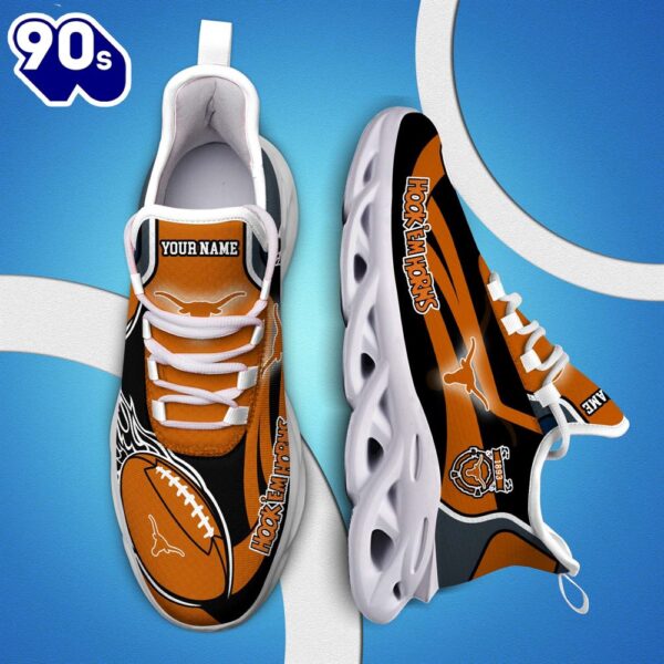NCAA Texas Longhorns White C Sneakers Personalized Your Name