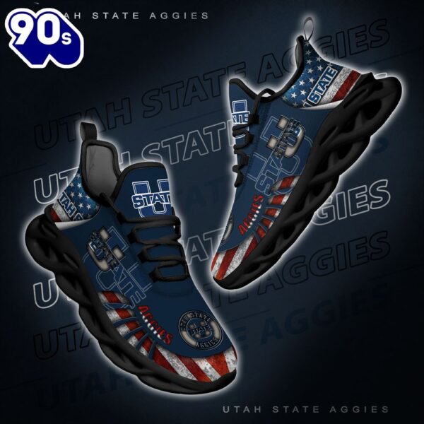NCAA Utah State Aggies Black And White Clunky Shoes New Style For Fans