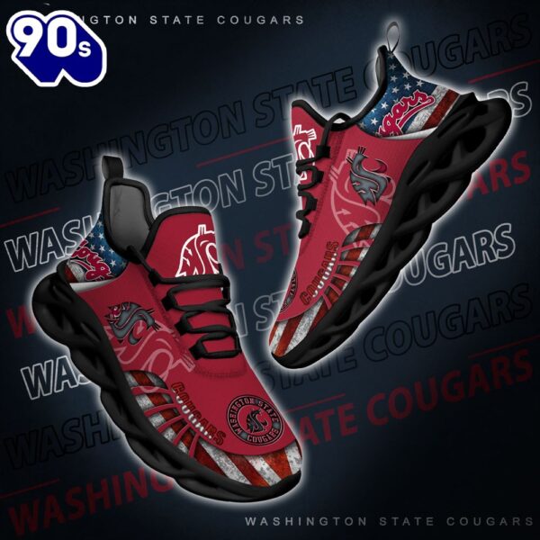 NCAA Washington State Cougars Black And White Clunky Shoes New Style For Fans