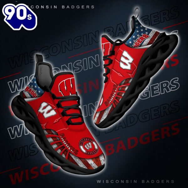NCAA Wisconsin Badgers Black And White Clunky Shoes New Style For Fans