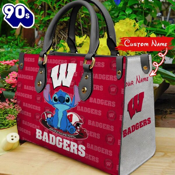 NCAA Wisconsin Badgers Stitch Women Leather Hand Bag