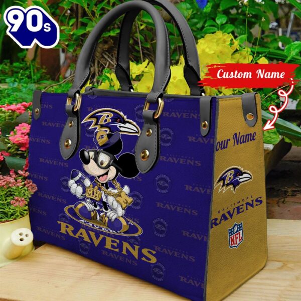 NFL Baltimore Ravens Mickey Retro Women Leather Hand Bag