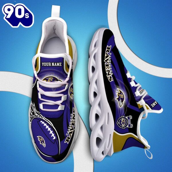 NFL Baltimore Ravens White C Sneakers Personalized Your Name