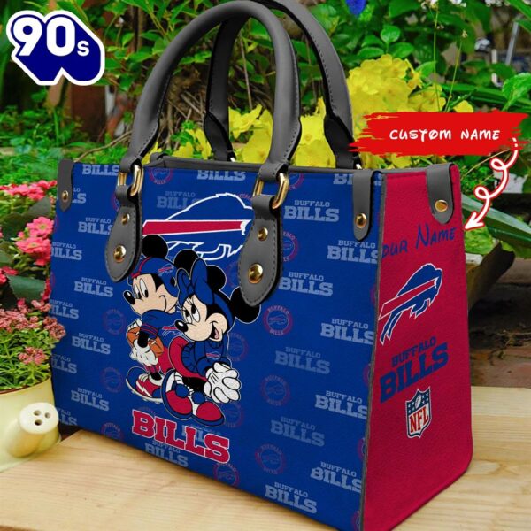 NFL Buffalo Bills Mickey And Minnie Women Leather Hand Bag