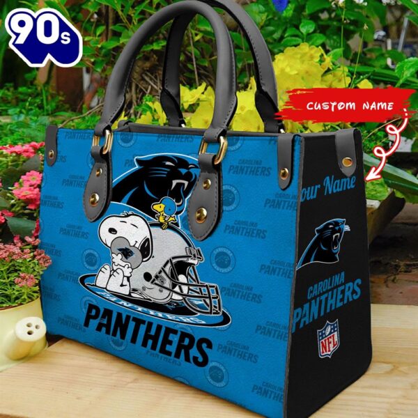 NFL Carolina Panthers Snoopy Women Leather Bag