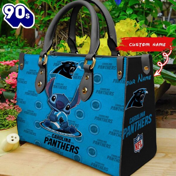 NFL Carolina Panthers Stitch Women Leather Hand Bag