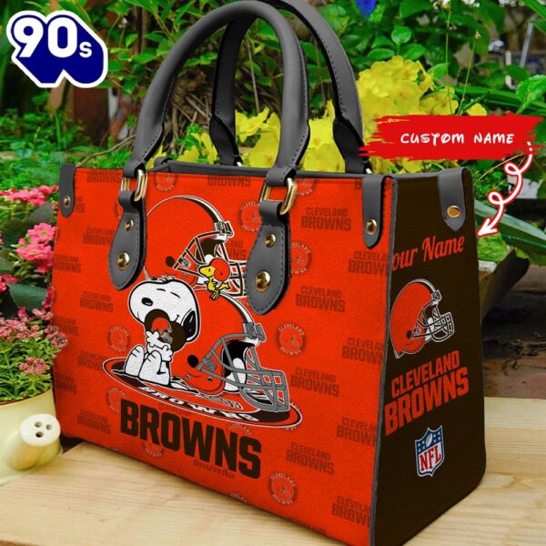 NFL Cleveland Browns Snoopy Women Leather Bag