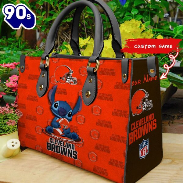 NFL Cleveland Browns Stitch Women Leather Hand Bag