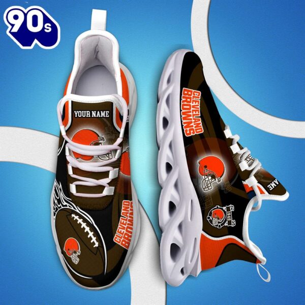 NFL Cleveland Browns White C Sneakers Personalized Your Name