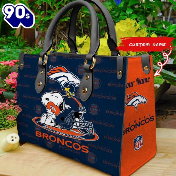 NFL Denver Broncos Snoopy Women Leather Bag