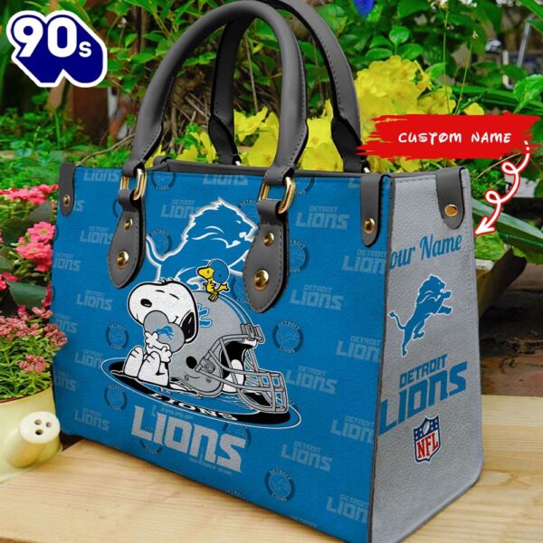NFL Detroit Lions Snoopy Women Leather Bag
