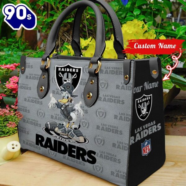 NFL  Las Vegas Raiders Donald Duck Retro Women Leather BagBag