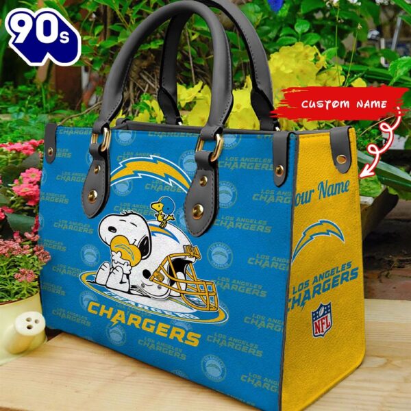 NFL Los Angeles Chargers Snoopy Women Leather Bag