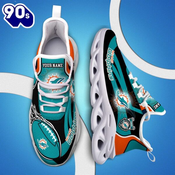NFL Miami Dolphins White C Sneakers Personalized Your Name