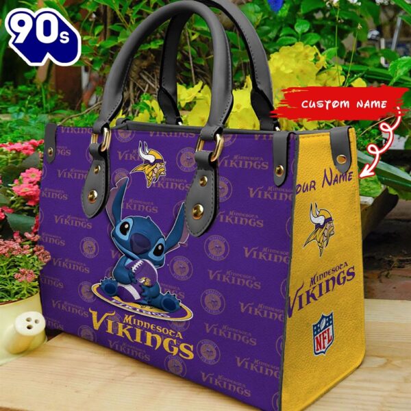 NFL Minnesota Vikings Stitch Women Leather Hand Bag