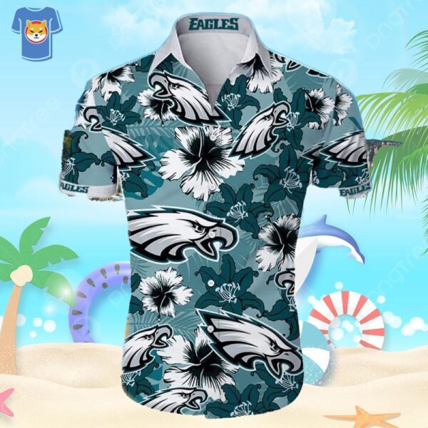 NFL Philadelphia Eagles Hawaiian Shirt Hibiscus Pattern Trendy Summer Gift