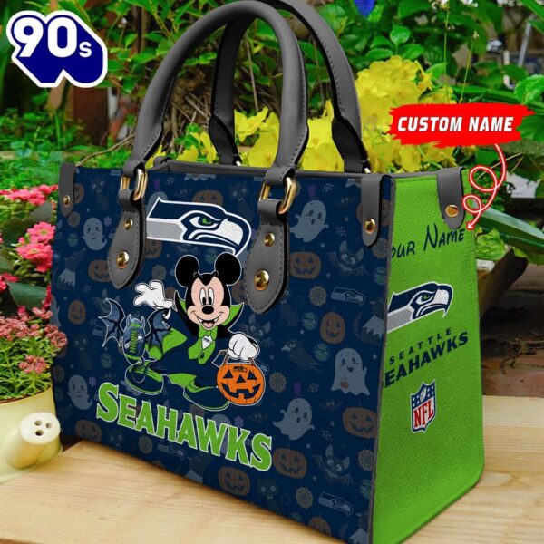 NFL Seattle Seahawks NFL Mickey Halloween Women Leather Hand Bag