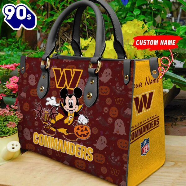 NFL Washington Commanders NFL Mickey Halloween Women Leather Hand Bag